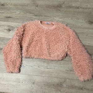 Fluffy pink sweater